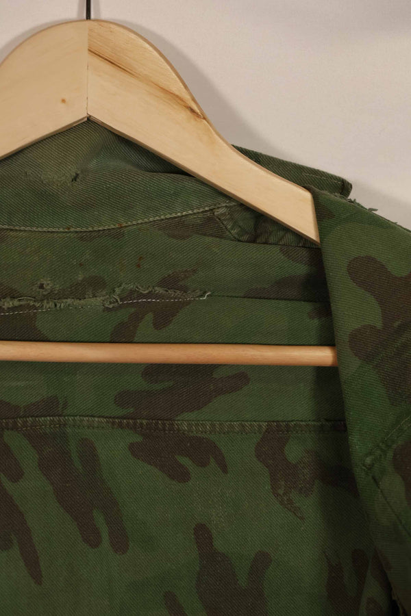 Real 1960s ARVN locally made camouflage shirt, worn, used.