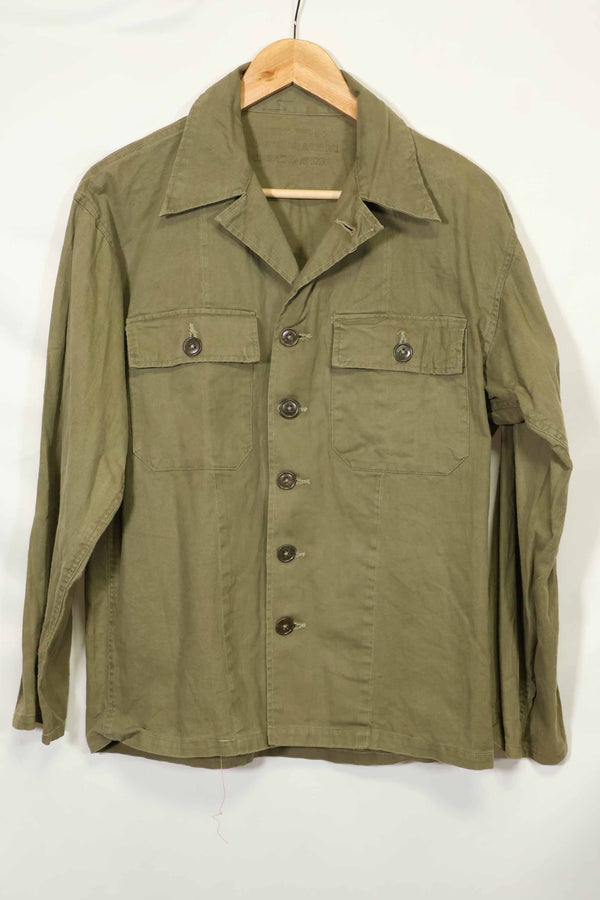 1960s, presumably made in Japan, local made OG-107 utility shirt, used.