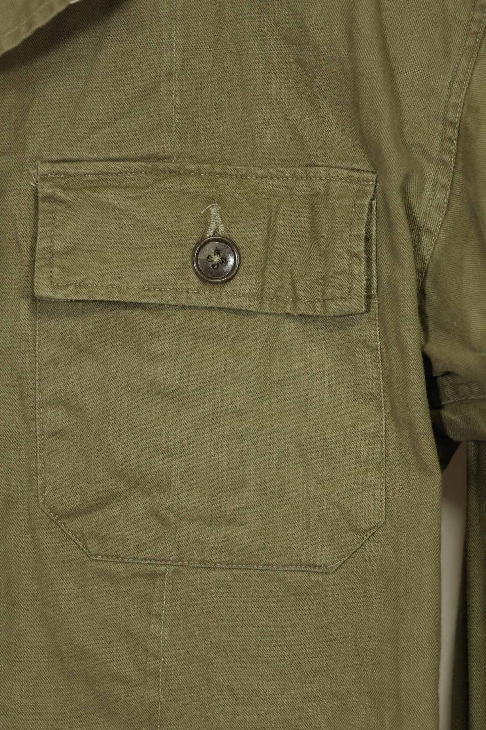 1960s, presumably made in Japan, local made OG-107 utility shirt, used.