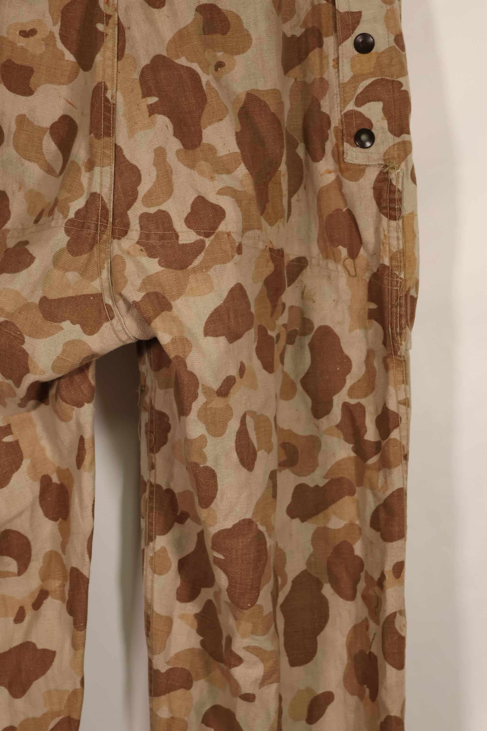 Real 1940s WWII U.S. Marine Corps P44 grogskin camouflage pants, used.