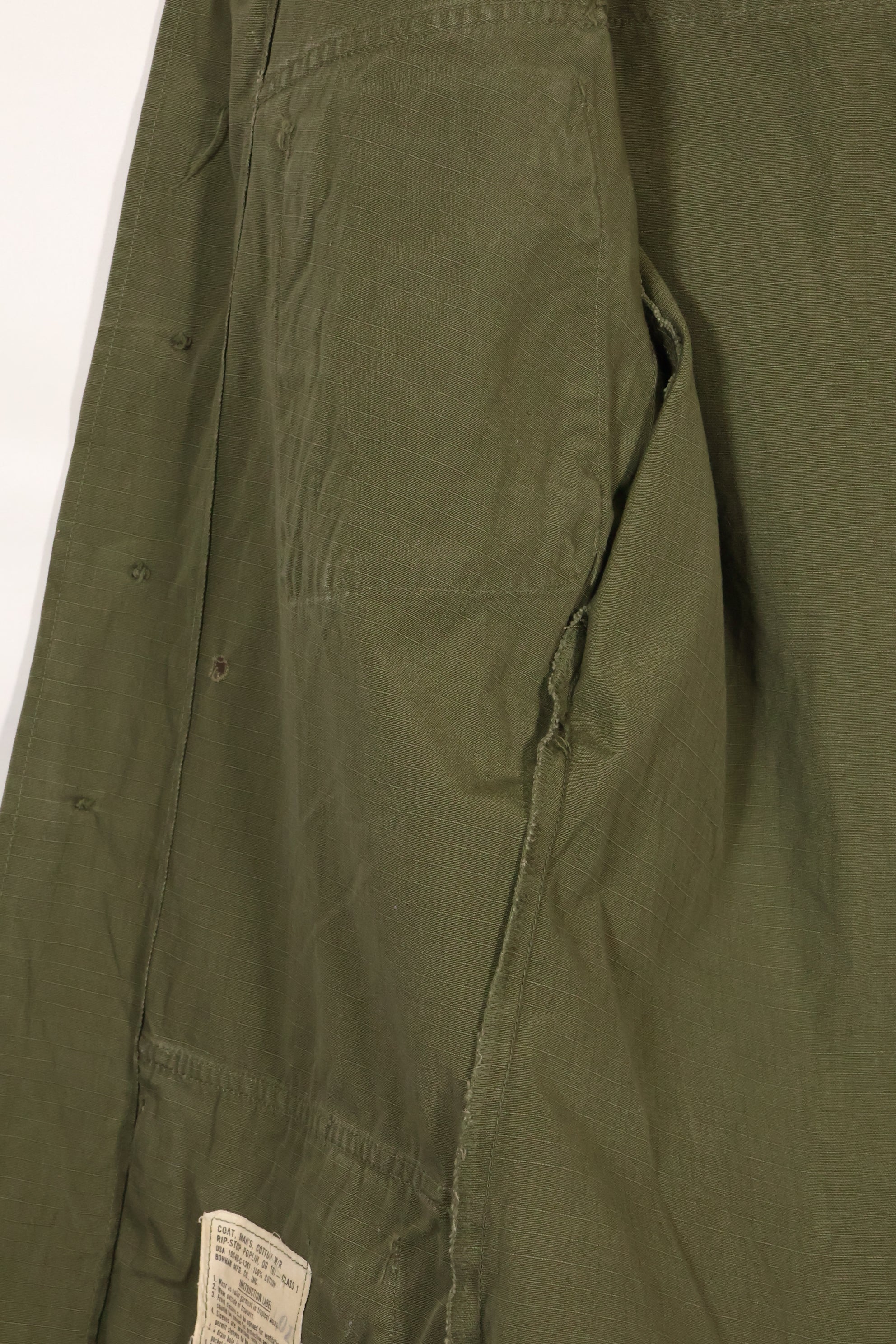 1969 Contract X-S-R 4th Model Jungle Fatigue Jacket 173rd Airborne Brigade, patch available, used.
