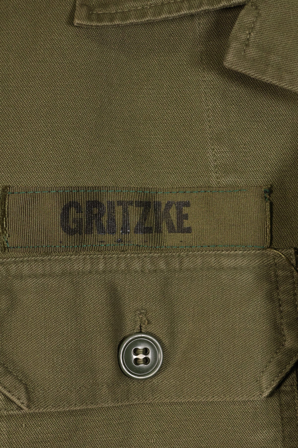 Estimated late 1960s; Made in Japan; Taylor brand; OG-107 Utility Shirt; Yokota Air Base; Used