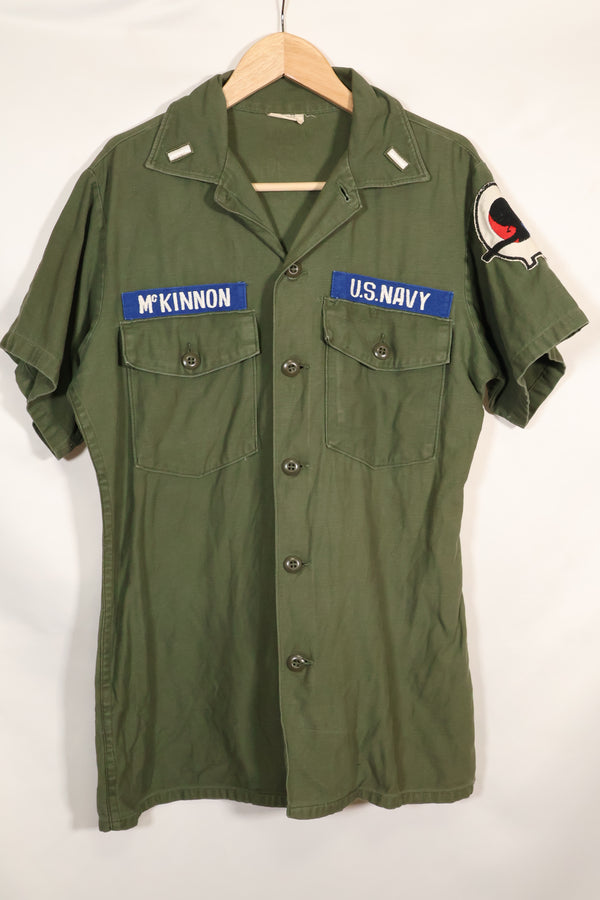 1967 Contract Snoopy Patch US Navy USN OG-107 Utility Shirt Used B