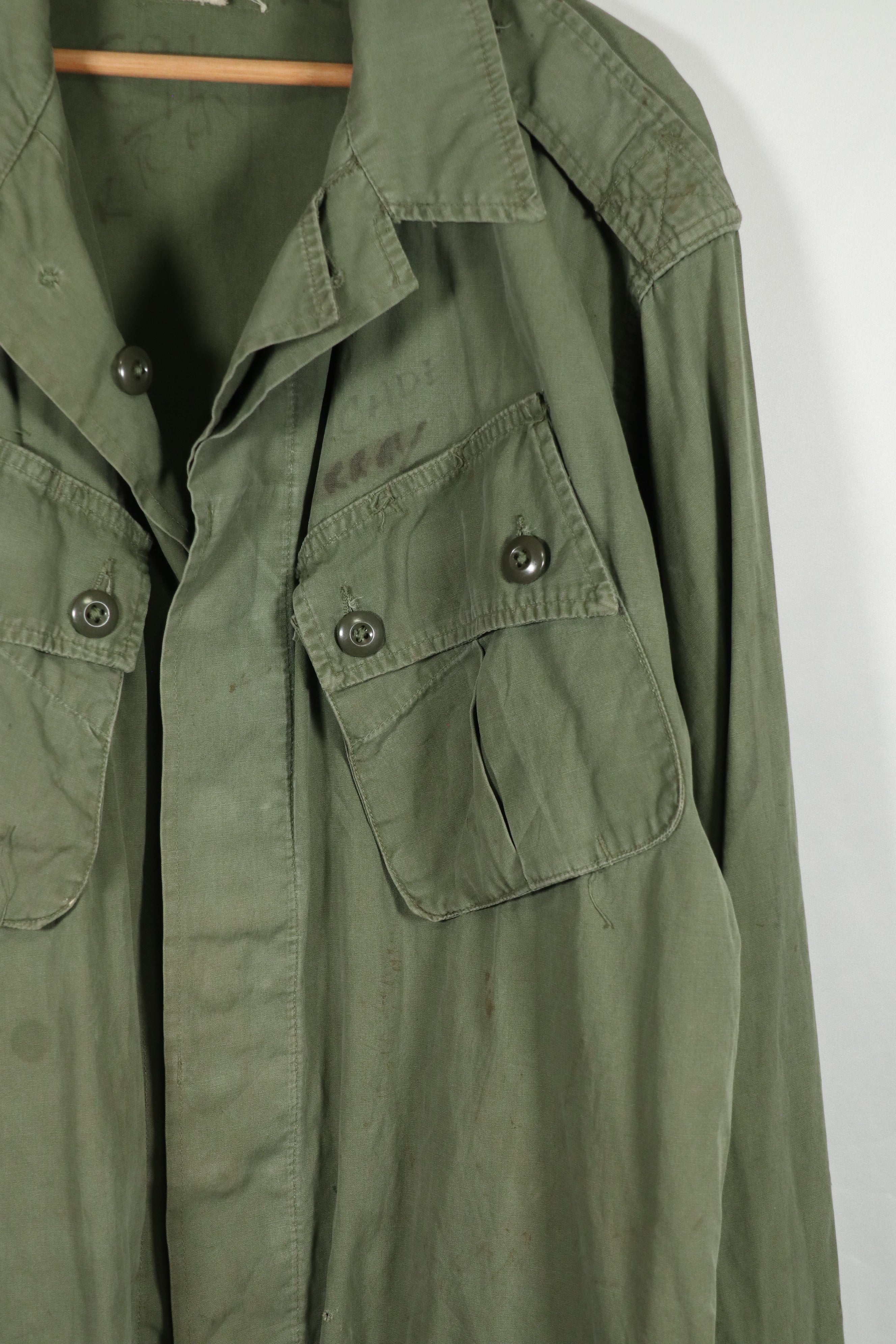 Real 1963 1st Model Jungle Fatigue Jacket MEDIUM-LONG, used with fading.