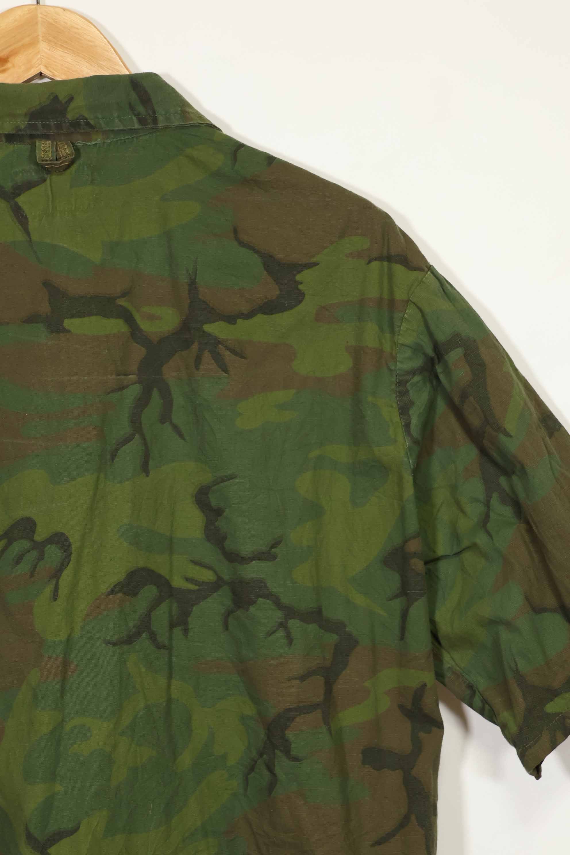 1960s-70s light fabric hunting shirt invisible leaf camouflage short sleeves custom used