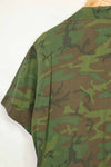 1960s-70s light fabric hunting shirt invisible leaf camouflage short sleeve custom used B