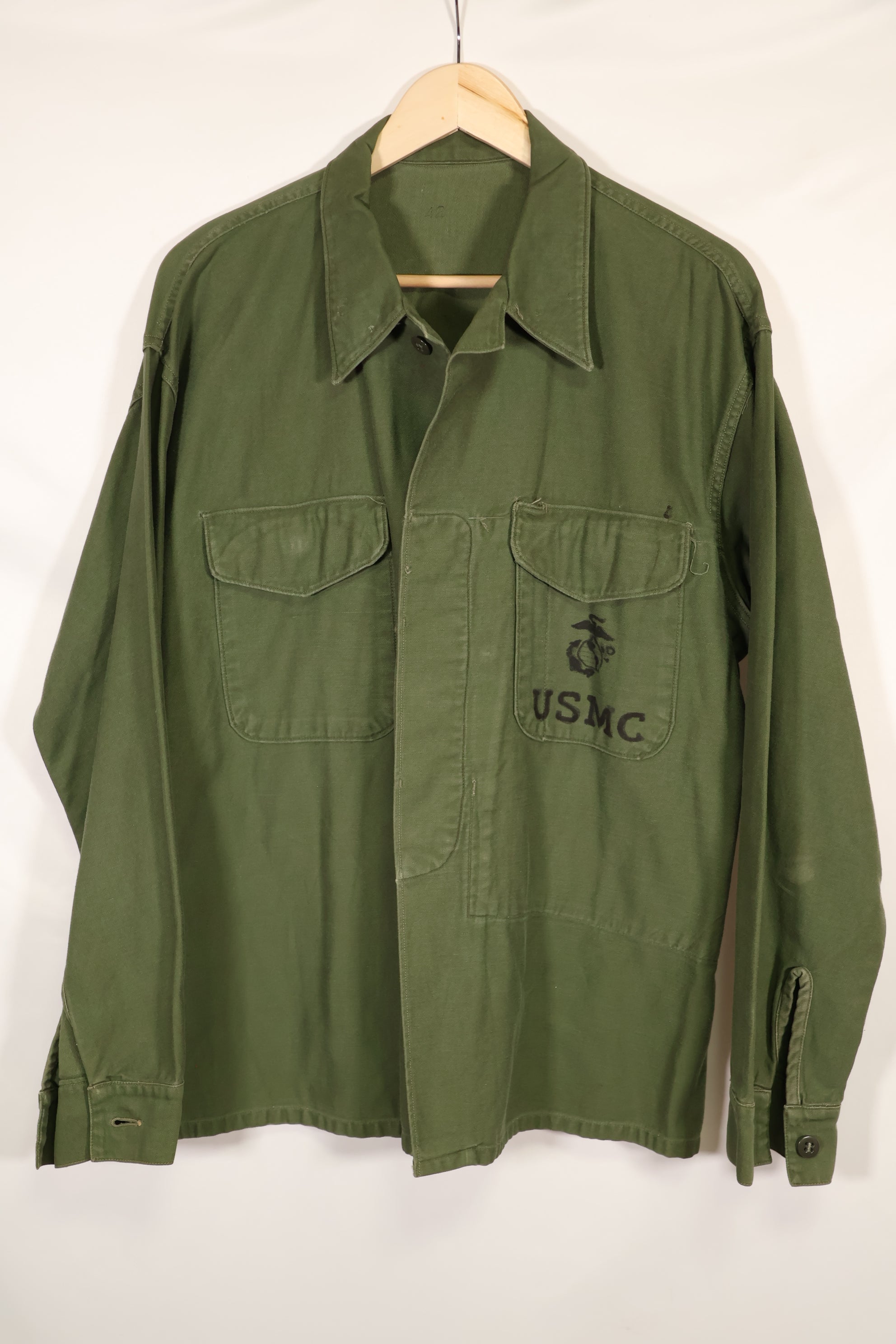 Real 1950's USMC P56 OG-107 Utility Shirt, used.