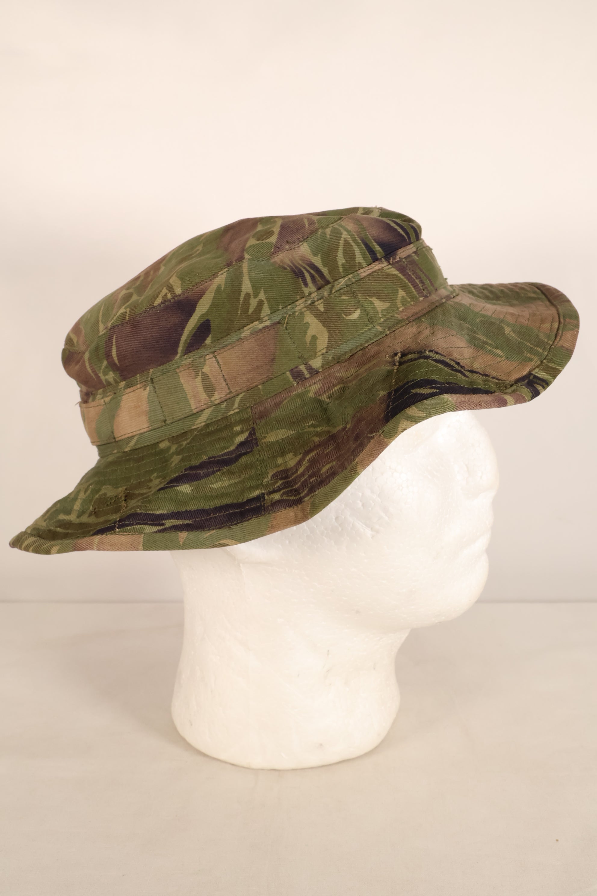 Authentic Fabric: Tiger Stripe, TO78, Silver Tiger Pattern, CISO Cut, Boonie Hat, Post-War, Used