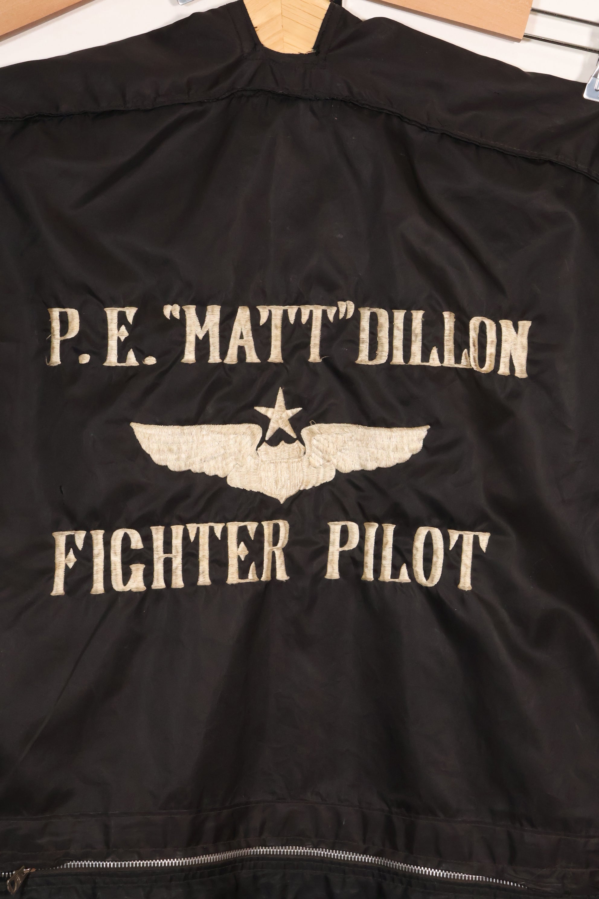 1960s privately procured fighter pilot flight jacket & uniform suit bag, embroidered, used