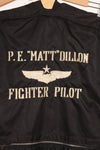 1960s privately procured fighter pilot flight jacket &amp; uniform suit bag, embroidered, used