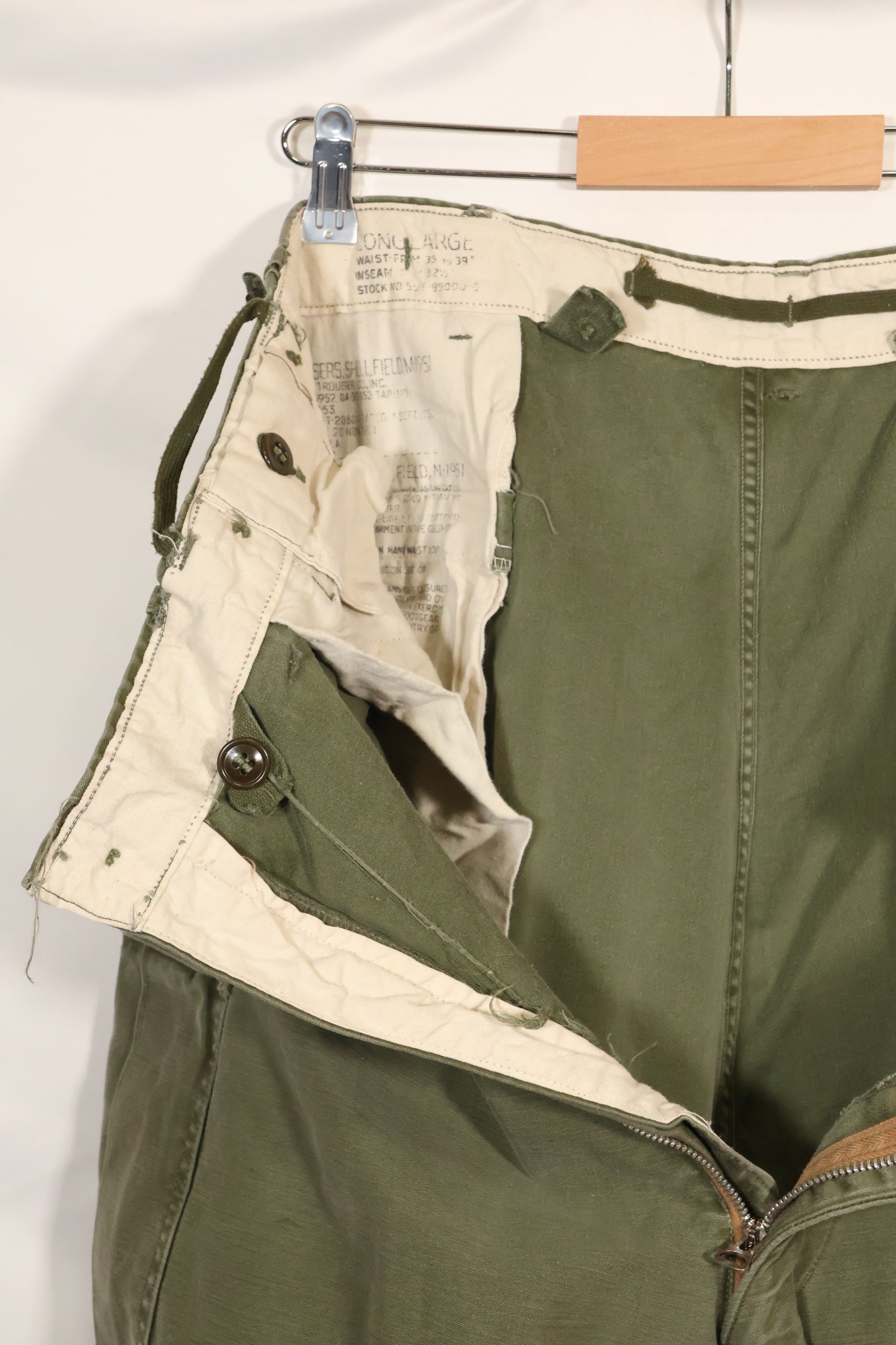 1952 Contract L-L US Army M-1951 Feed Pants, large size, used.