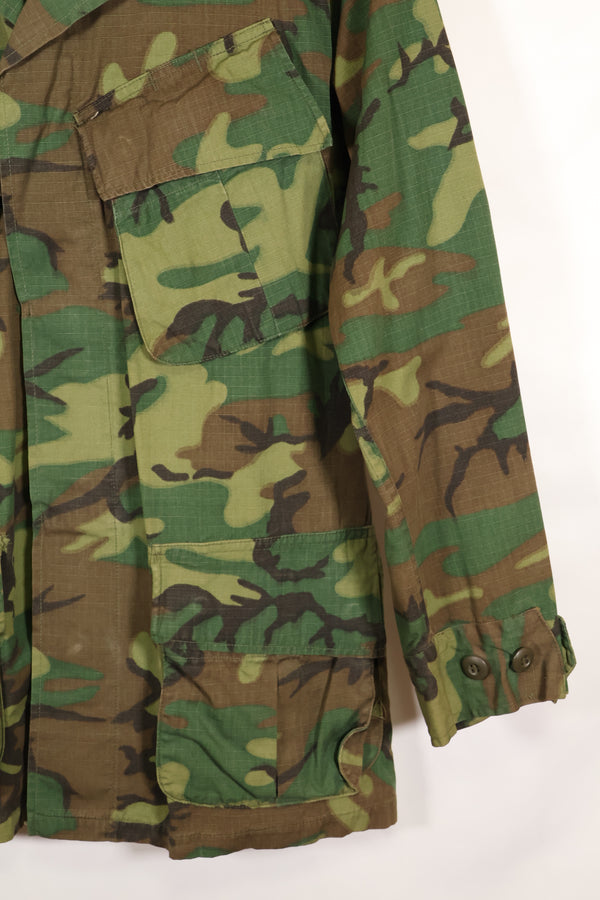 1969 Contract M-S Ripstop ERDL Camouflage Jungle Fatigue Jacket, faded, used, B