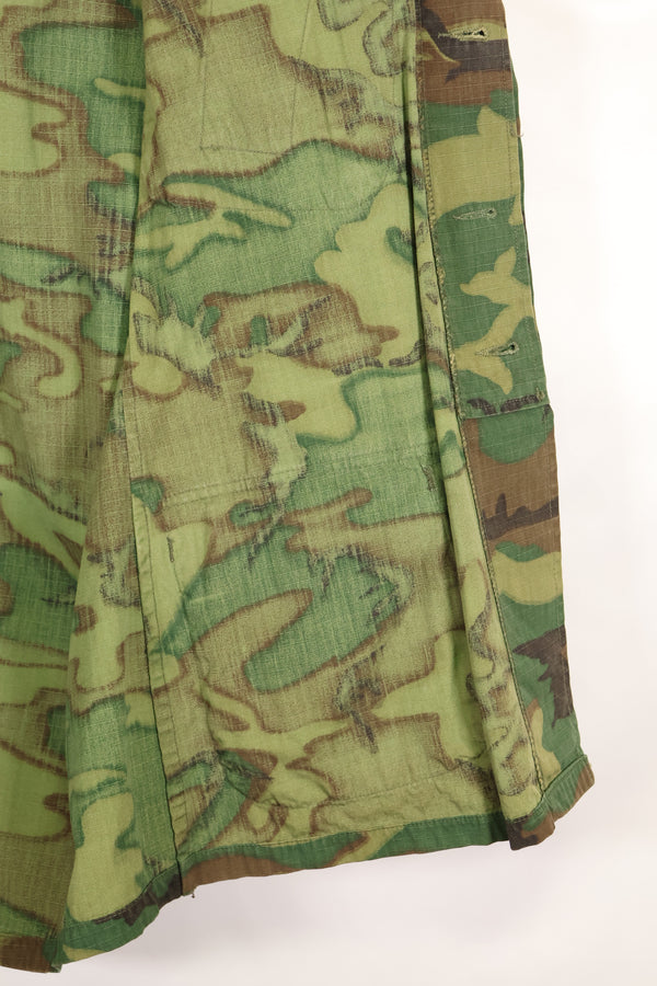 1969 Contract M-S Ripstop ERDL Camouflage Jungle Fatigue Jacket, faded, used, B