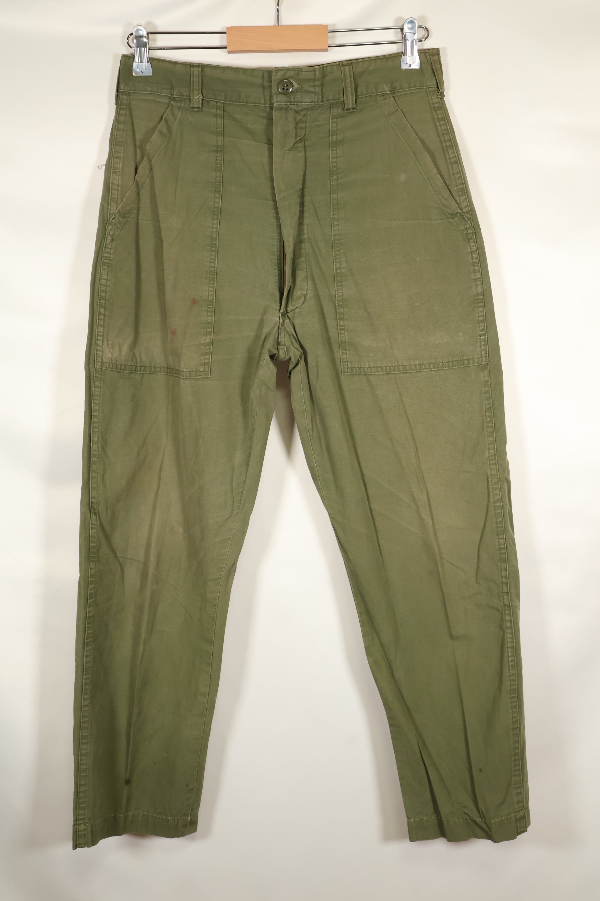 Late 1960s U.S. Army OG-107 Poplin fabric utility pants, used.