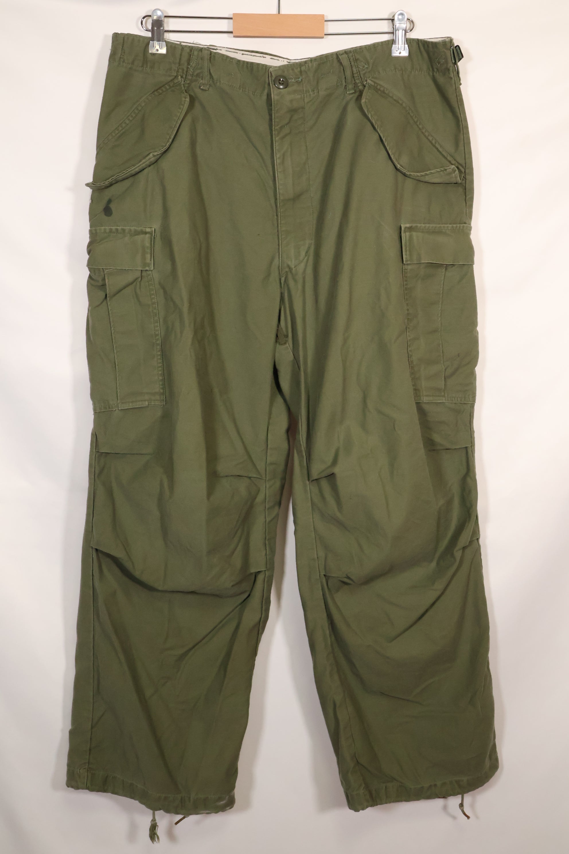 1960s-70s, estimated M-R U.S. Army M65 cotton field pants, used.