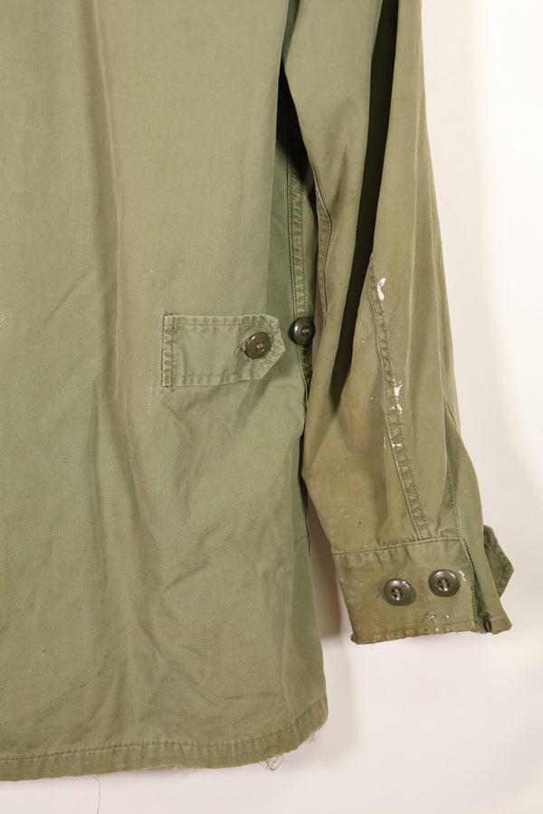1963 Contract, estimated SMALL 1st Model Jungle Fatigue Jacket, used, stains, scratches.