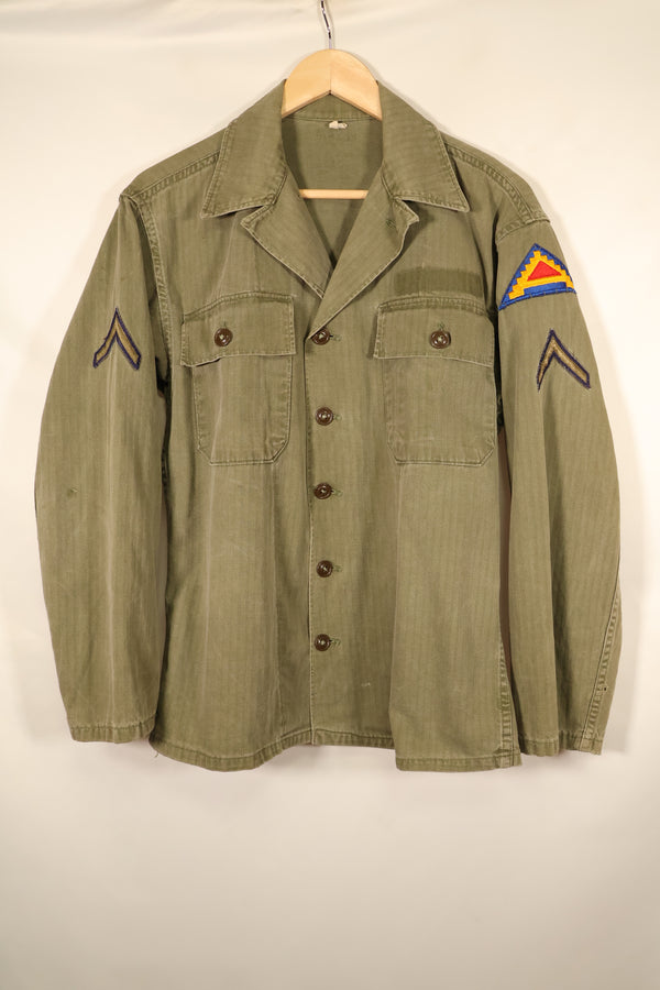 Late 1940s–1950s, U.S. Army, M-47 HBT Utility Shirt with Patches, Used