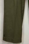 1940s-50s US Army M45 cotton field pants with modified cargo pockets, airborne use, used, B