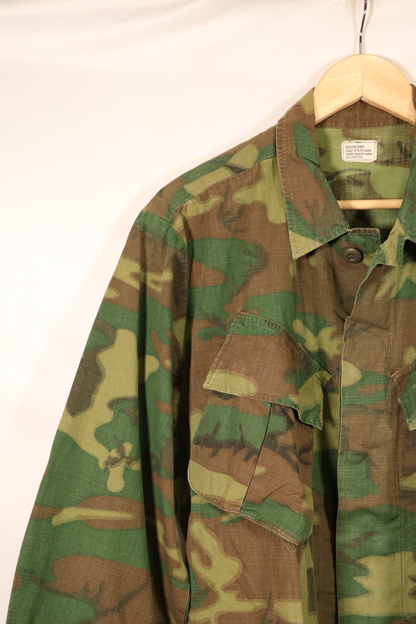 1969 Contract, M-S, U.S. Military, ERDL, Green Leaf Camo, Fatigue Jacket, Good Condition, Used