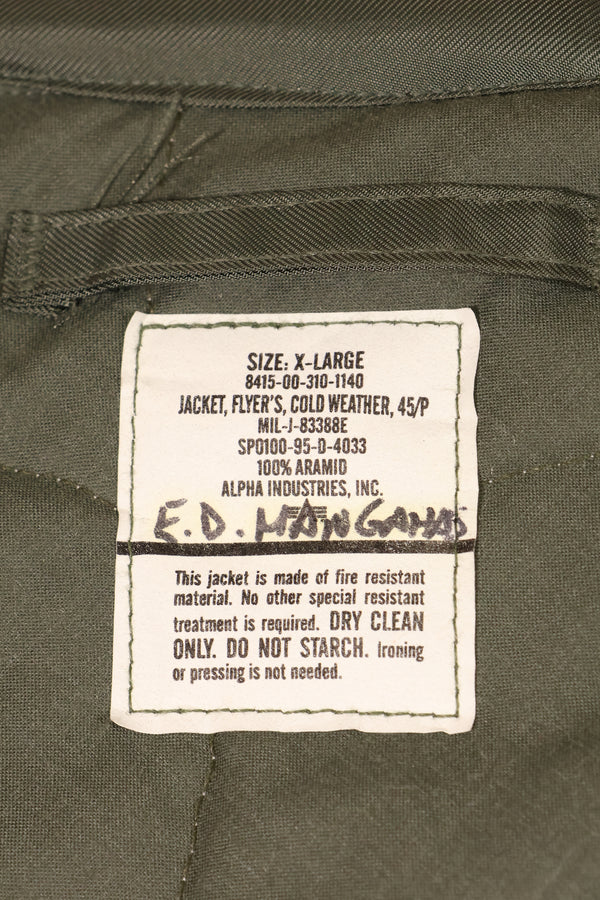 1995年契約　X-LARGE　アメリカ空軍　USAF　CWU-45P　コールドウェザーフライトジャケット　中古品