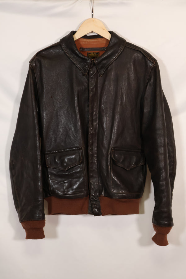 2000's size 44 Real McCoys A-2 flight jacket, repaired, used