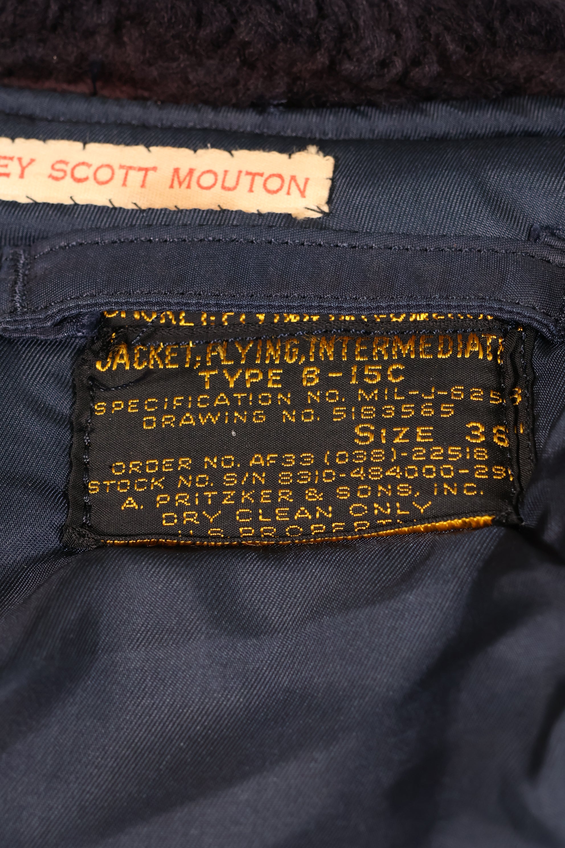 20世纪50年代早期美国空军B-15C飞行夹克，中级军区，二手