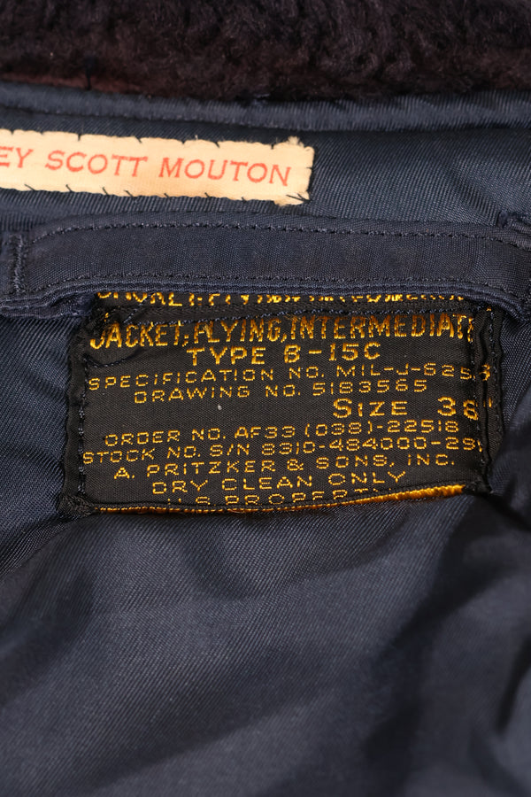 20世纪50年代早期美国空军B-15C飞行夹克，中级军区，二手