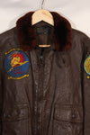 Early 1960s lot size 40 U.S. Marine Corps G-1 UGLY ANGENLS flight jacket, used.