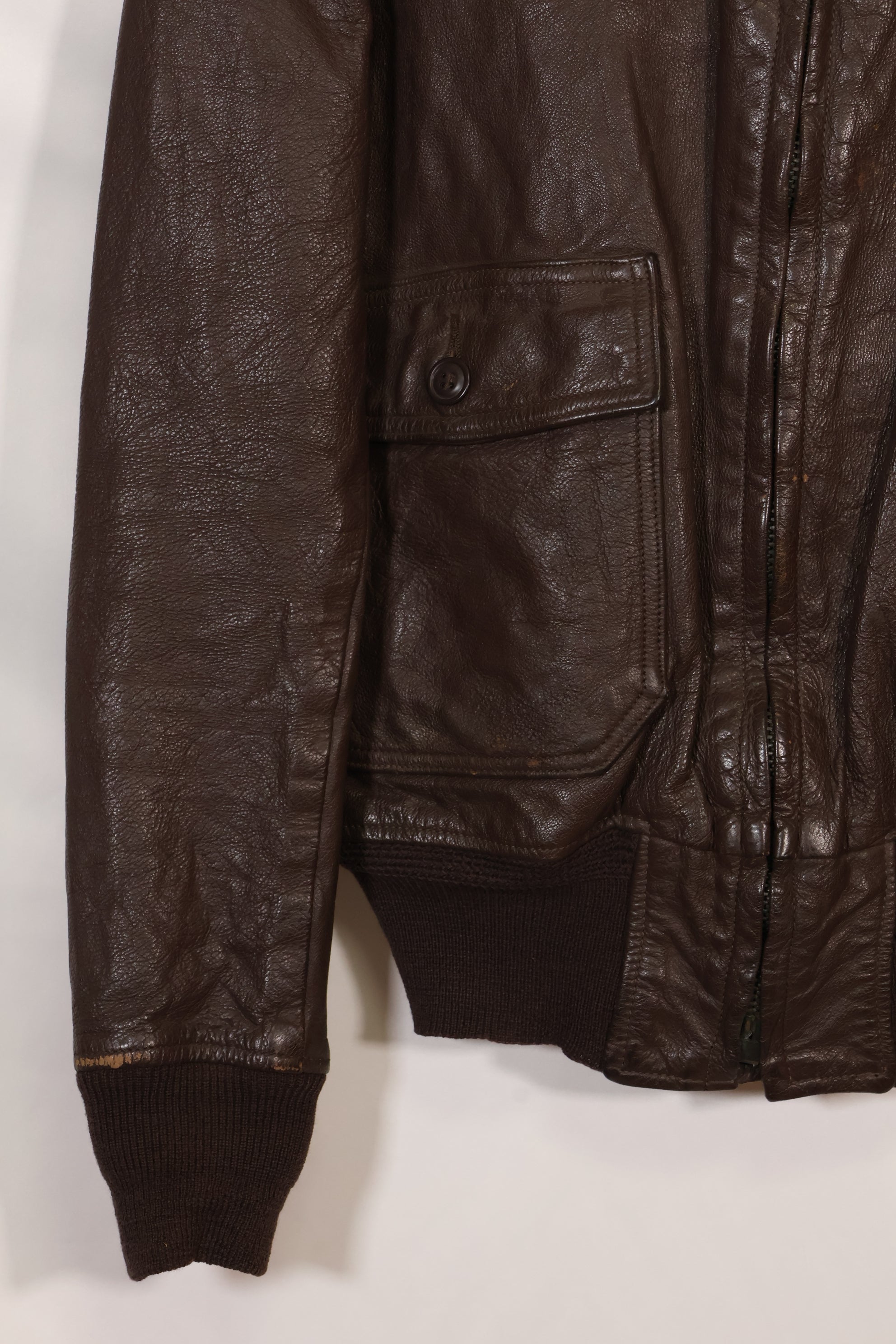 Early 1960s lot size 40 U.S. Marine Corps G-1 UGLY ANGENLS flight jacket, used.