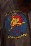 Early 1960s lot size 40 U.S. Marine Corps G-1 UGLY ANGENLS flight jacket, used.