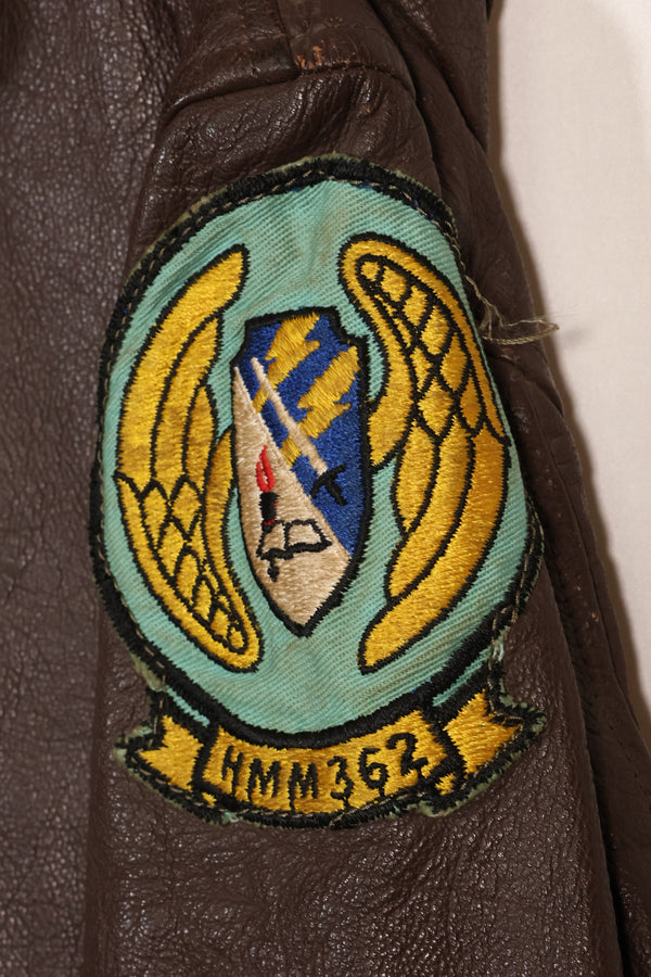 Early 1960s lot size 40 U.S. Marine Corps G-1 UGLY ANGENLS flight jacket, used.