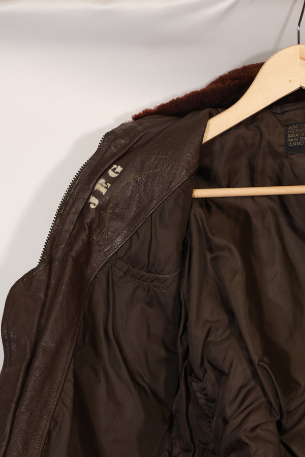 Early 1960s lot size 40 U.S. Marine Corps G-1 UGLY ANGENLS flight jacket, used.