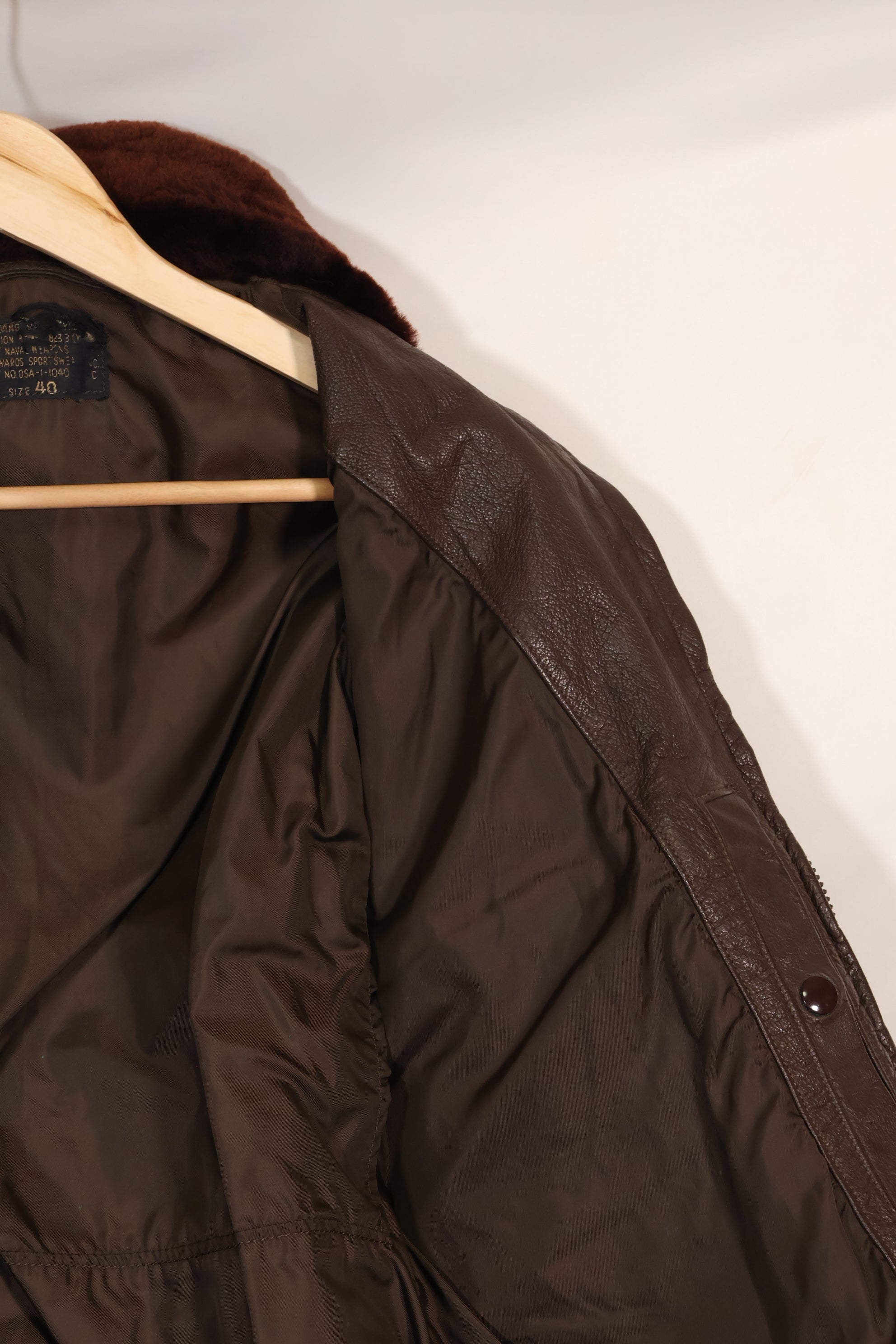 Early 1960s lot size 40 U.S. Marine Corps G-1 UGLY ANGENLS flight jacket, used.