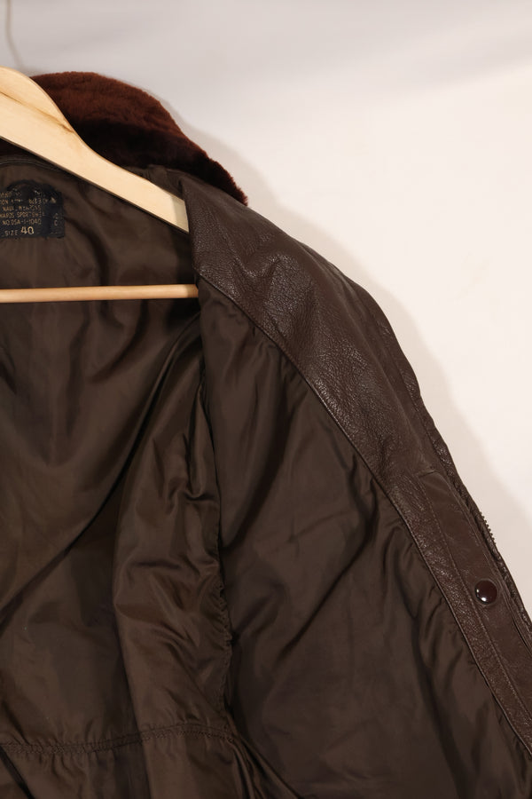 Early 1960s lot size 40 U.S. Marine Corps G-1 UGLY ANGENLS flight jacket, used.