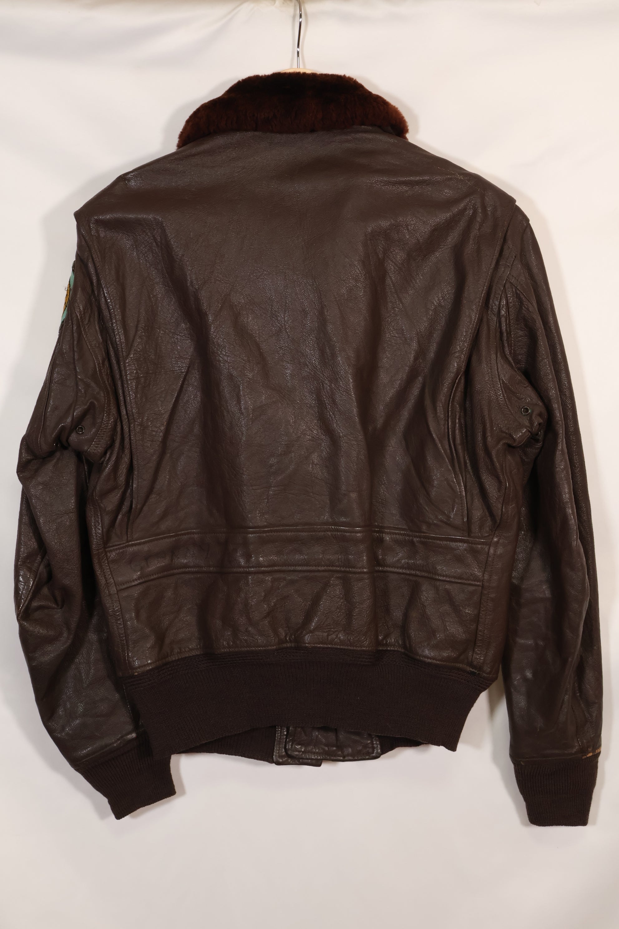 Early 1960s lot size 40 U.S. Marine Corps G-1 UGLY ANGENLS flight jacket, used.