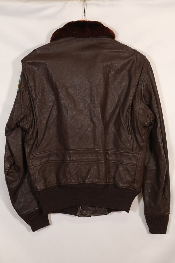 Early 1960s lot size 40 U.S. Marine Corps G-1 UGLY ANGENLS flight jacket, used.