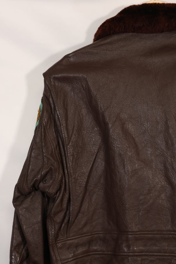 Early 1960s lot size 40 U.S. Marine Corps G-1 UGLY ANGENLS flight jacket, used.
