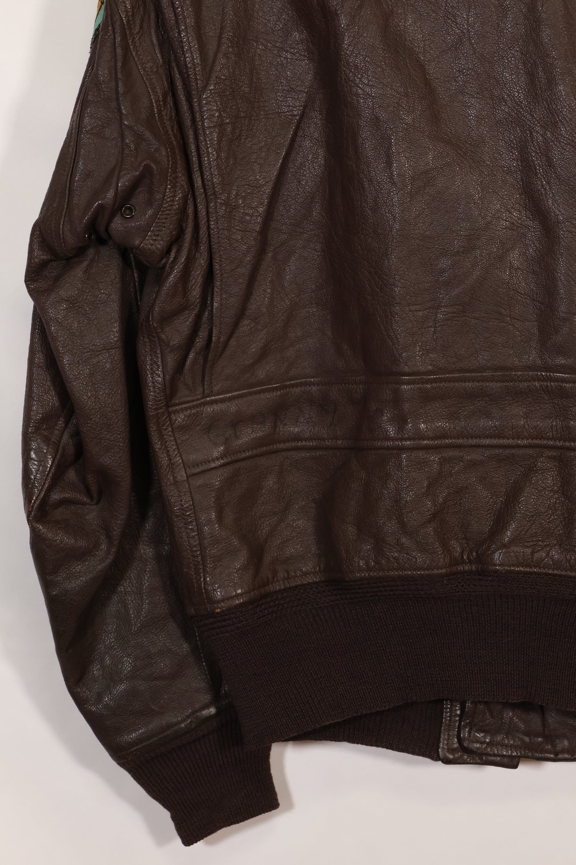 Early 1960s lot size 40 U.S. Marine Corps G-1 UGLY ANGENLS flight jacket, used.