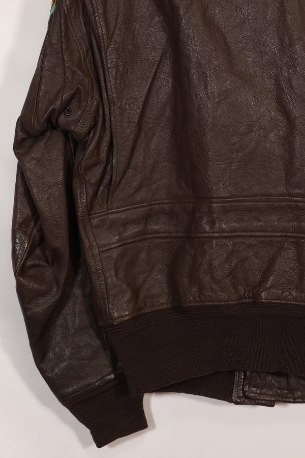 Early 1960s lot size 40 U.S. Marine Corps G-1 UGLY ANGENLS flight jacket, used.