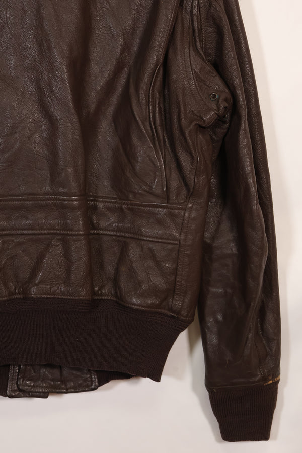 Early 1960s lot size 40 U.S. Marine Corps G-1 UGLY ANGENLS flight jacket, used.