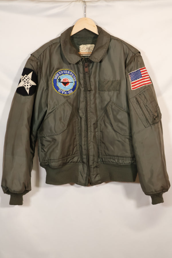 1980 Contract LARGE USS ENTERPRISE UWC-45P Flight Jacket Personalized Custom Used