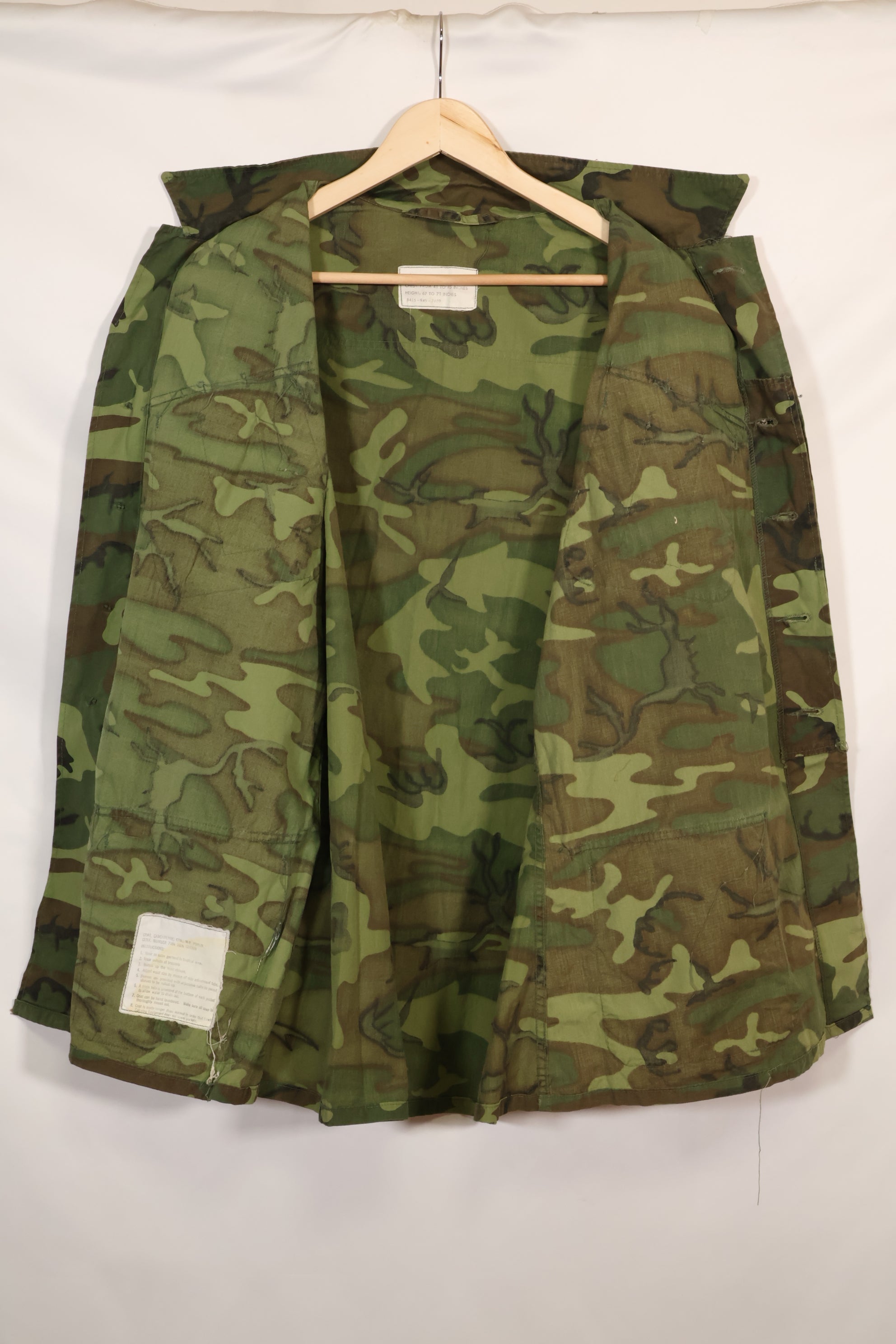 Circa 1967 L-R Non Ripstop Early Print ERDL Fatigue Jacket Used