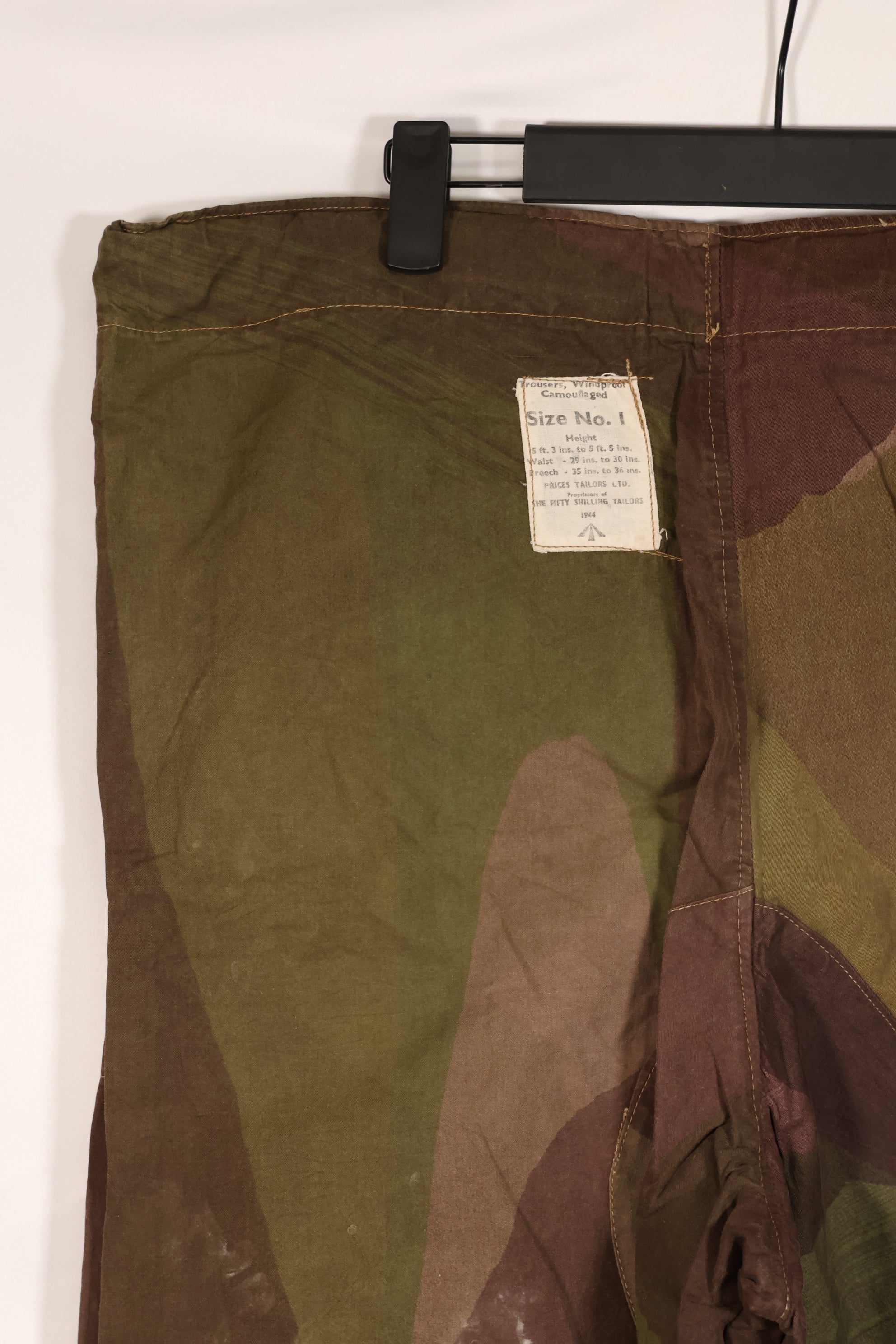 Real 1944 British Army SAS Trousers WINDPROOF Camouflage Pants Size No.1 Used