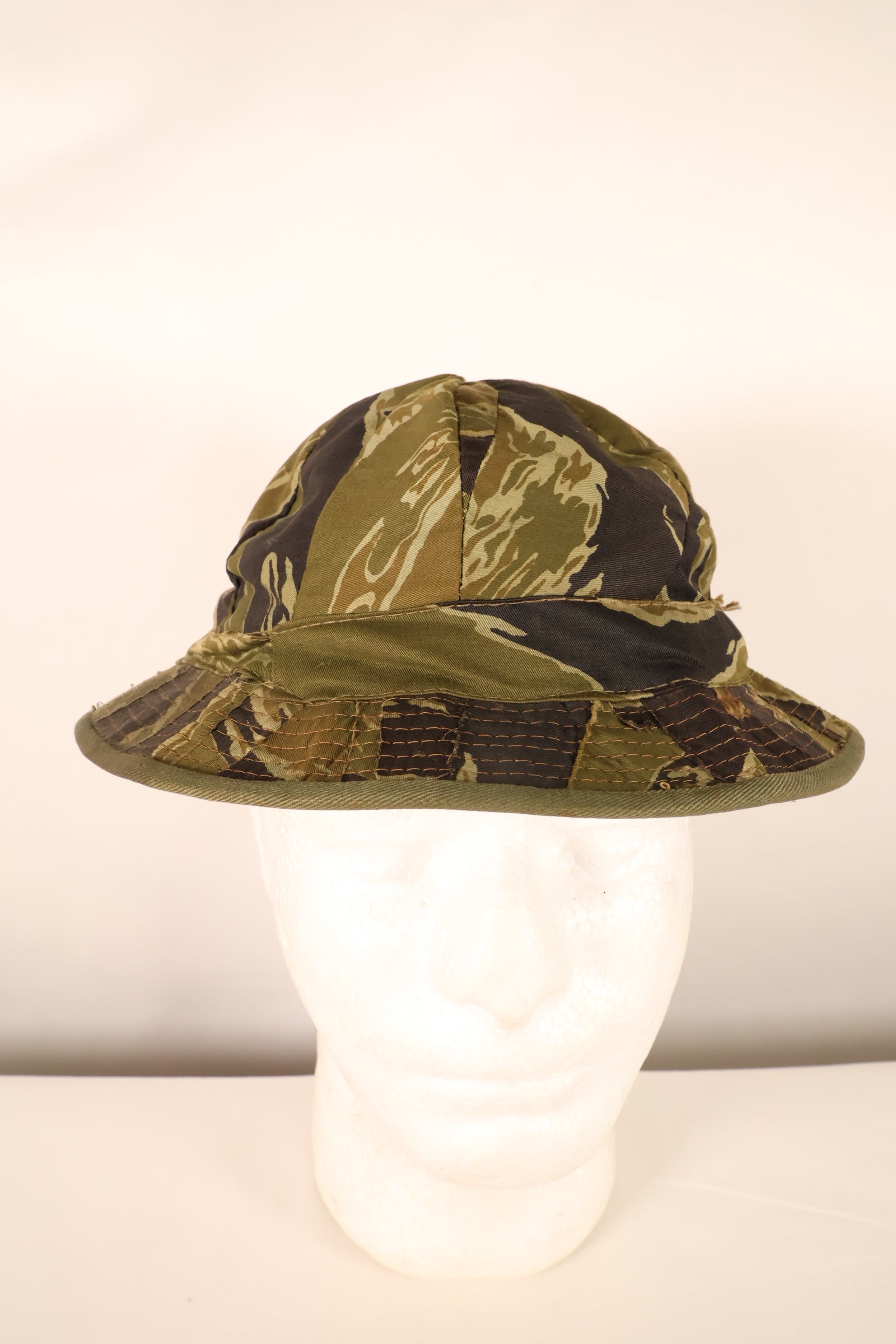 Authentic Fabric: South Vietnamese Marine Corps (VNMC) 3rd Pattern Transition-Period Fabric, Tiger Stripe Boonie Hat Replica
