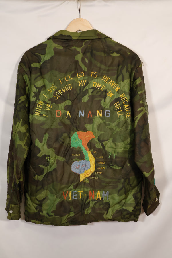 1970-71 large size Vietnam War camouflage poncho tour jacket DA NANG used
