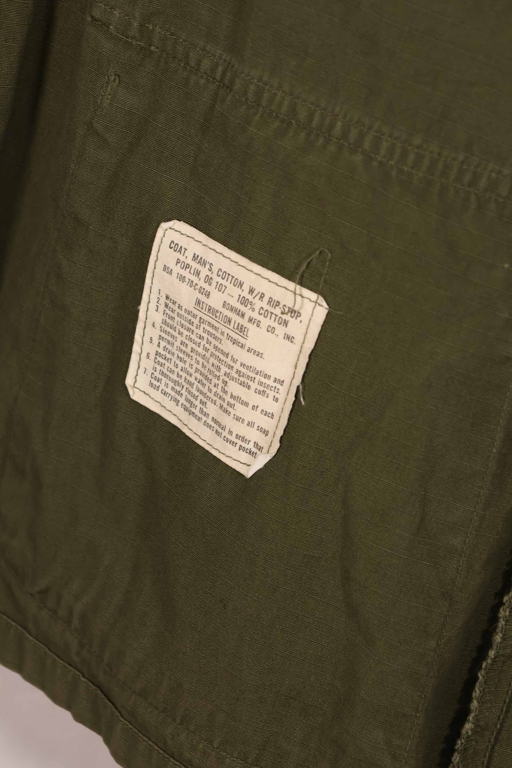 Real 1970 4th Model Jungle Fatigue Jacket M-S with patch marks, used.