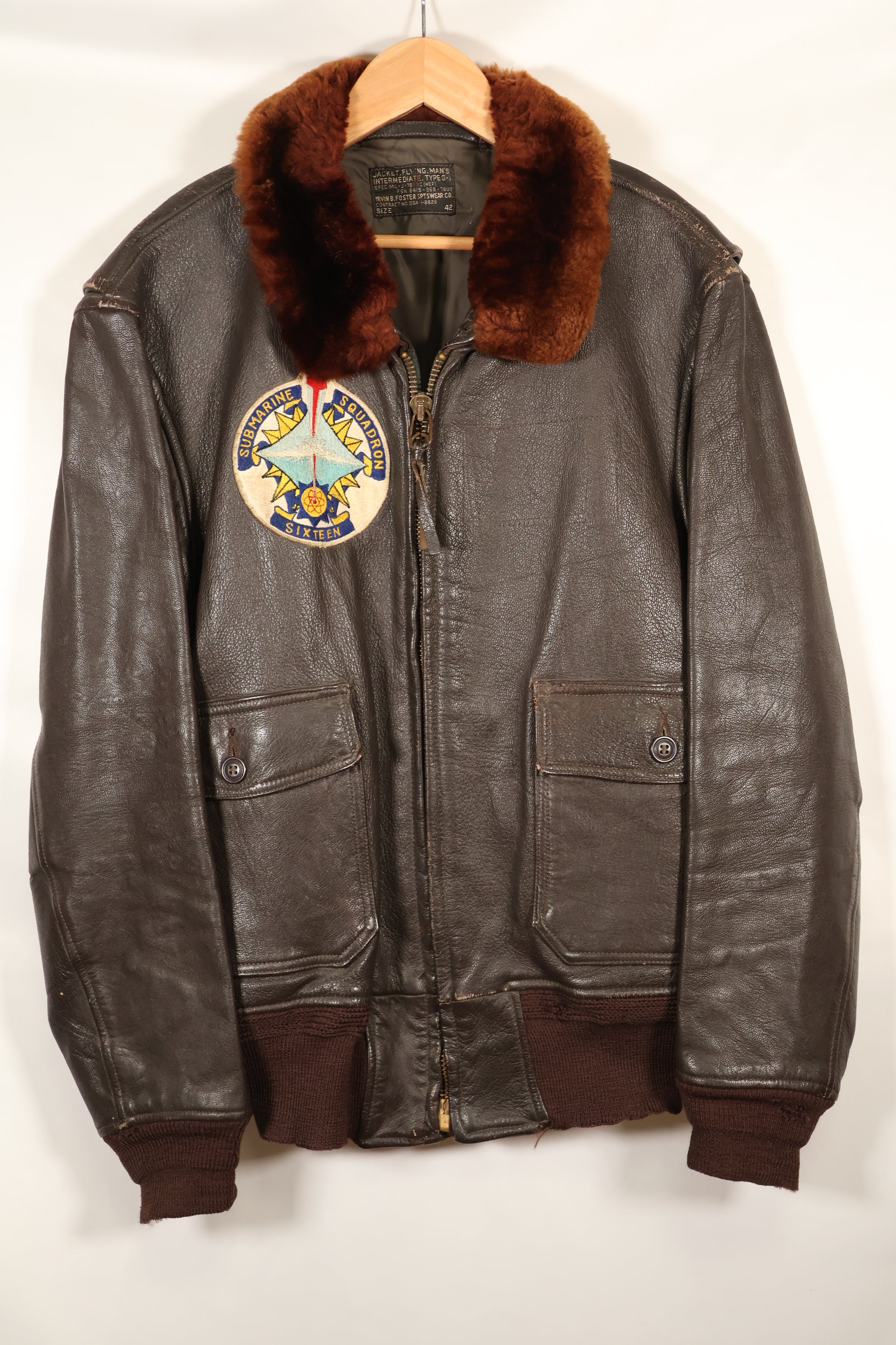 1960年代ロット　サイズ42　アメリカ海軍　G-1　フライトジャケット　Submarine Squadron Sixteen パッチ付き　中古品