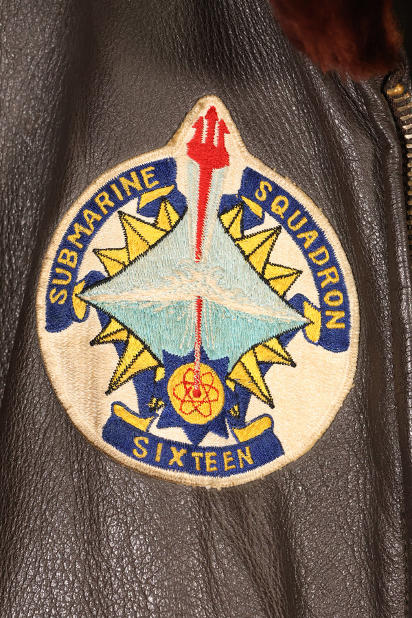 1960年代ロット　サイズ42　アメリカ海軍　G-1　フライトジャケット　Submarine Squadron Sixteen パッチ付き　中古品