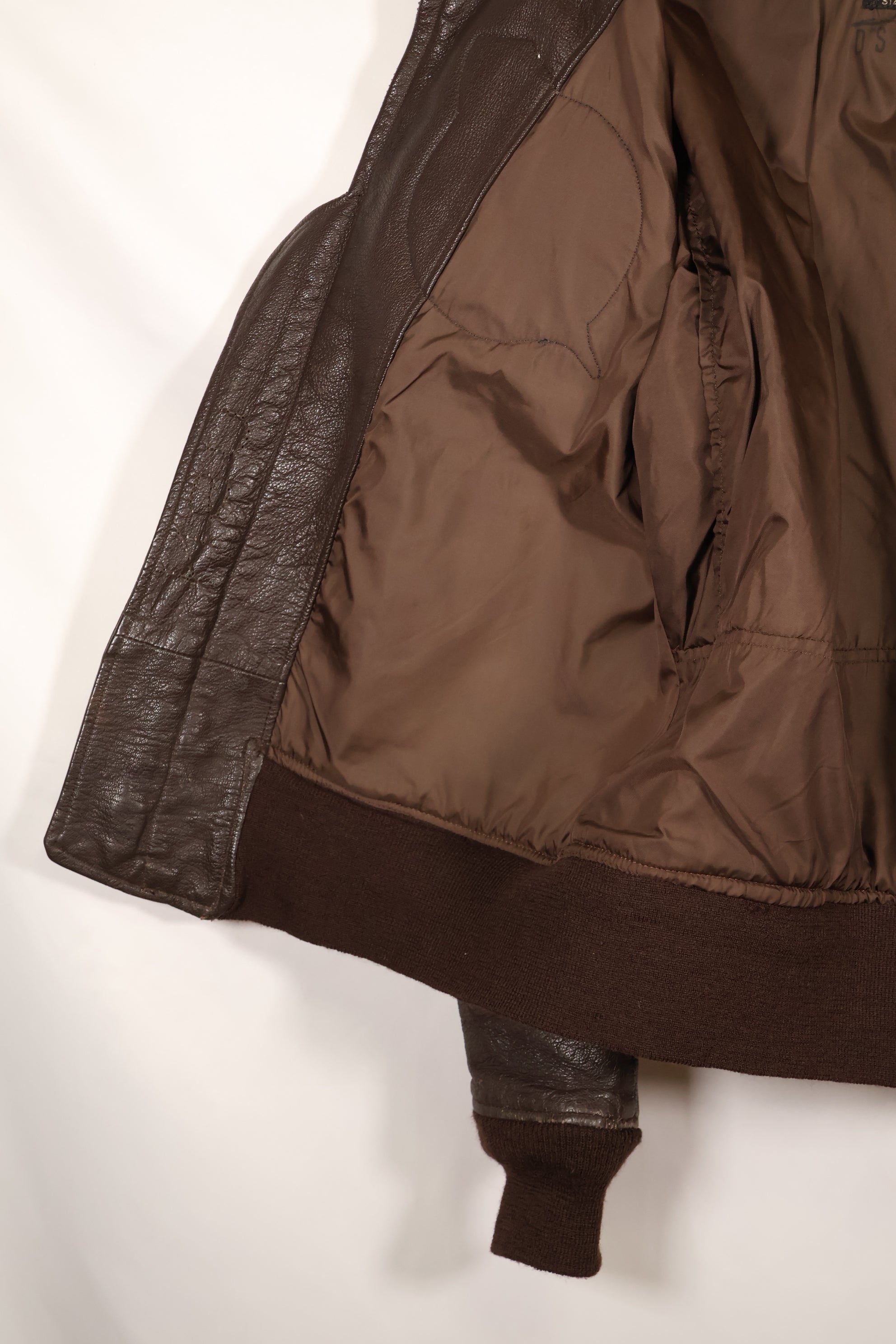 1971 contract size 44 G-1 flight jacket, painted, patches, used.