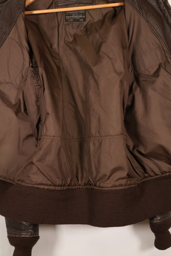 1971 contract size 44 G-1 flight jacket, painted, patches, used.